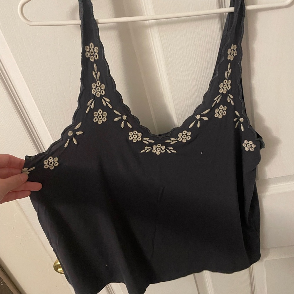 Dark Gray Embroidered Tank Top